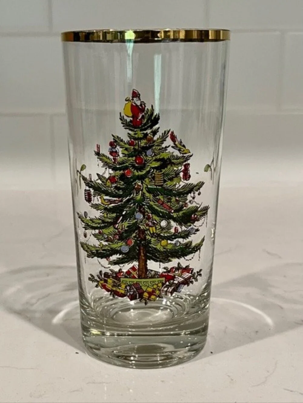 Vintage 1980s - 1990s Spode Christmas Tree 14oz Highball Glasses - Set of 6